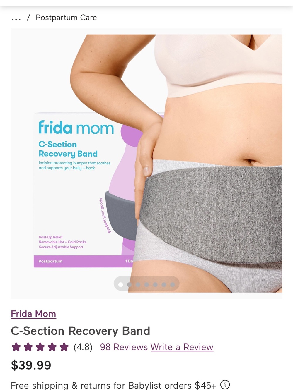 Frida Mom C-Section Recovery Band - Gray see listing description